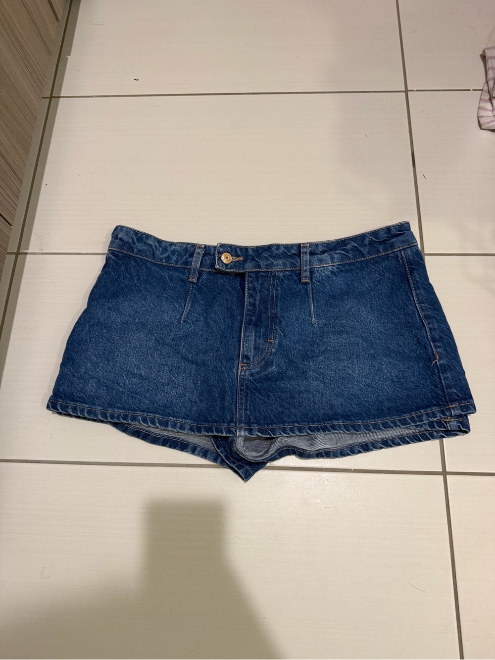 Free People Deep Blue Denim High-Rise Jean Shorts